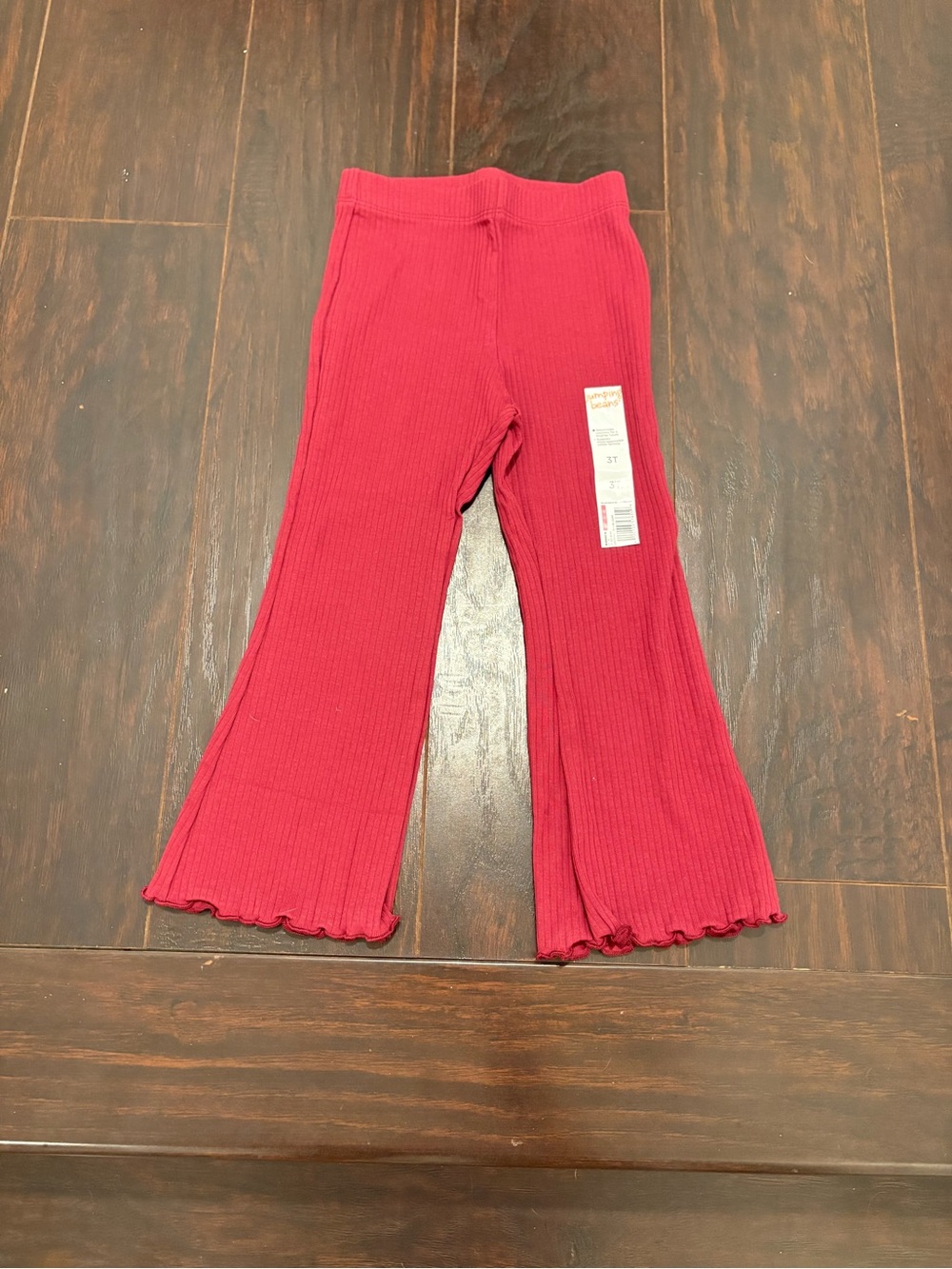 NWT Jumping Beans Girls 3T Burgundy Ribbed Flare Pants Bell Bottoms
